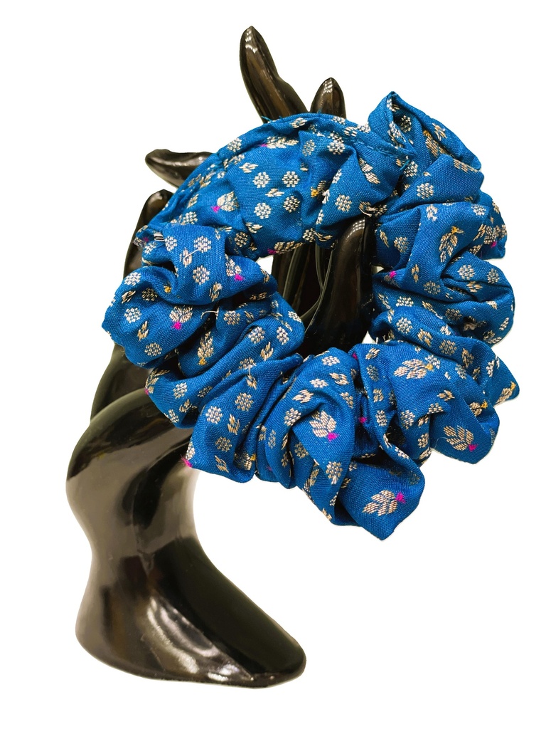 Scrunchie cotton fabric-blue