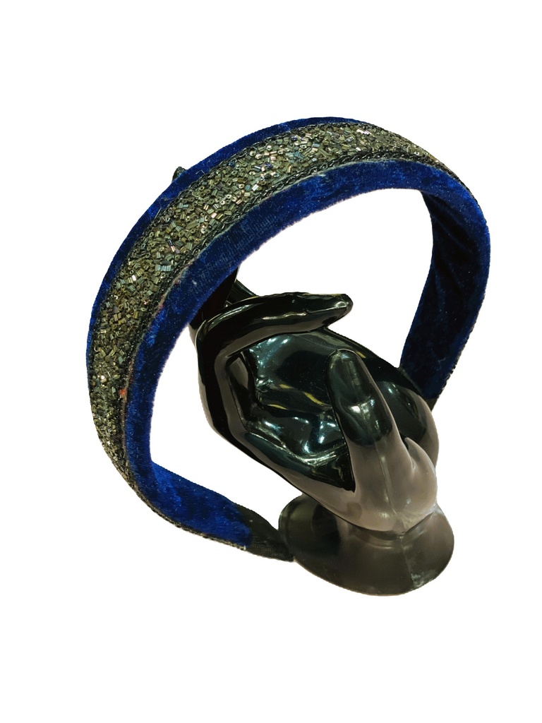 Handmade velvet hairband-blue