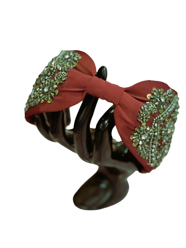 Handmade floral beads embroidery headband-black (copy)