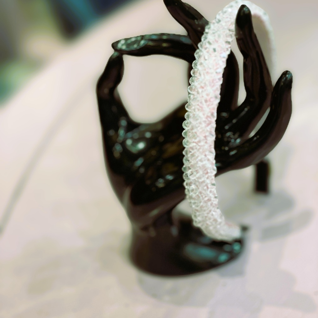 Handmade crystal beads slim w/floral headband-white (copy)