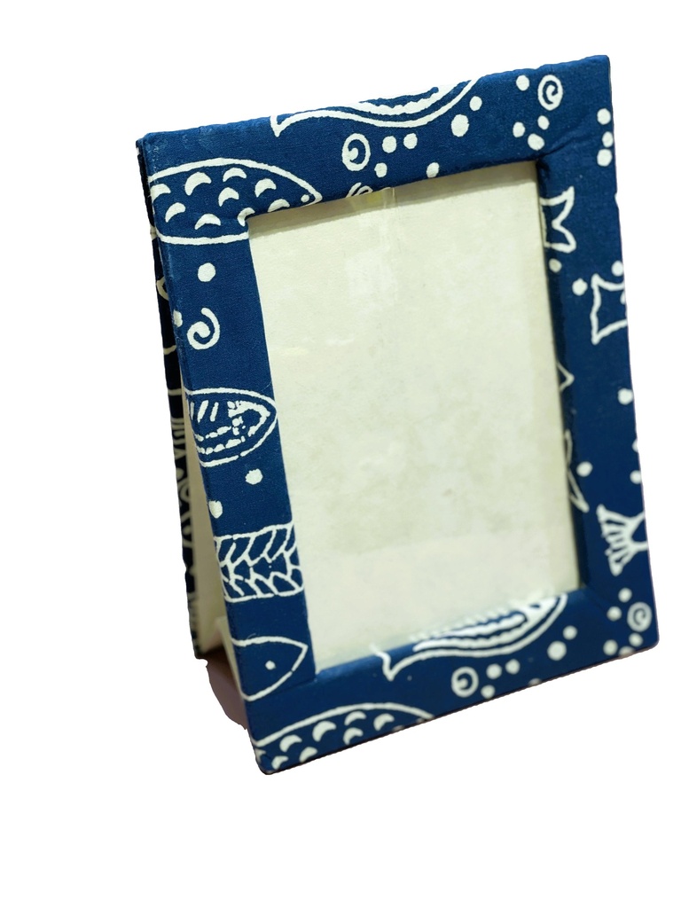 Handmade fabric photo frame- navy blue