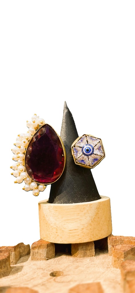 Ruby Stone w/ Evil Eye Ring