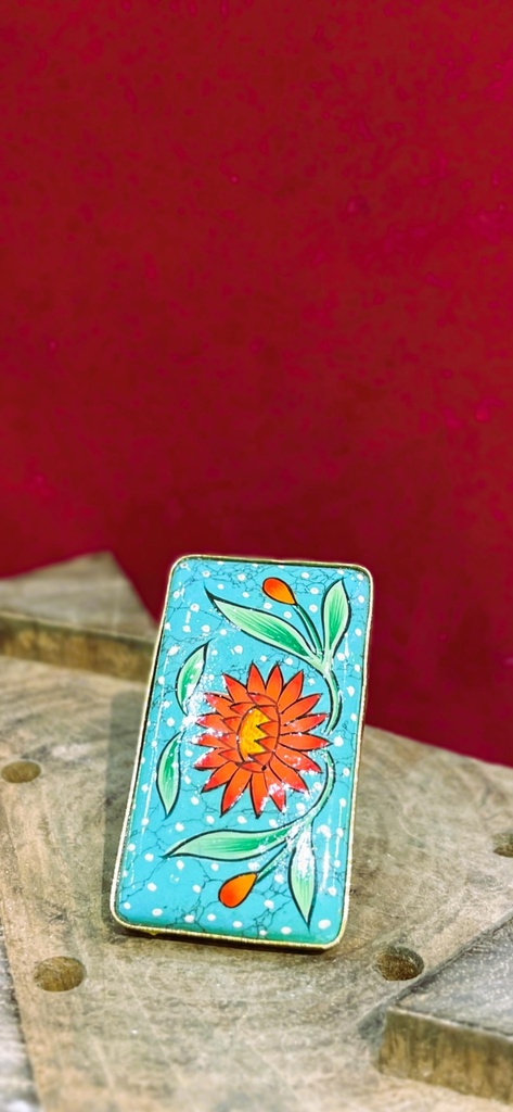 Gold Plated Floral Chrysocolla Turquoise Ring