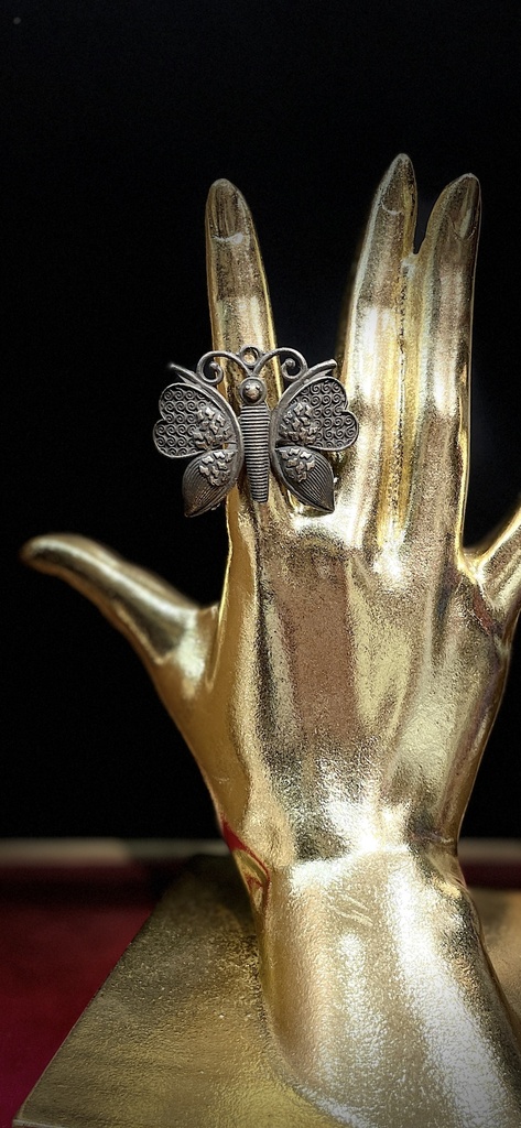 Oxidized Butterfly Adjustable Ring
