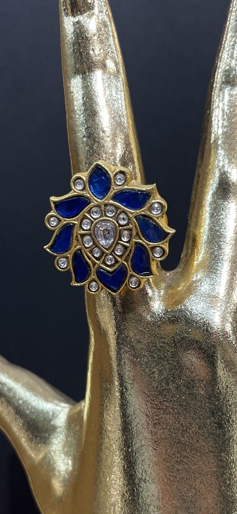 Gold plated floral malachite adjustable ring (copy)