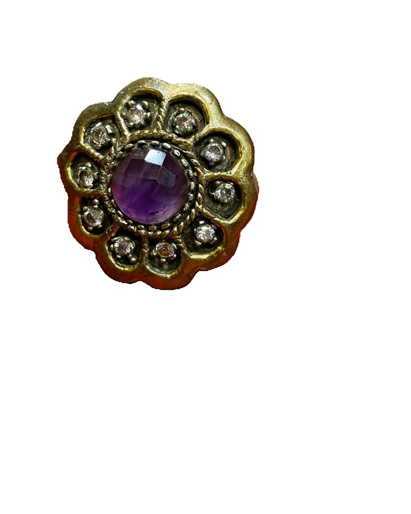 Amethyst with moissanite vintage chunky ring