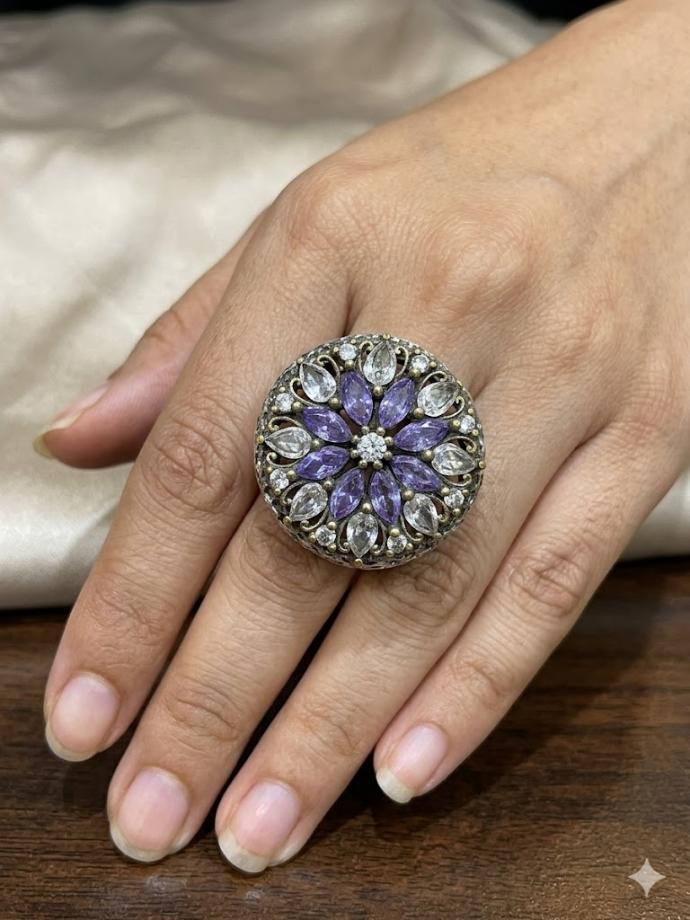 Amethyst vintage chunky ring