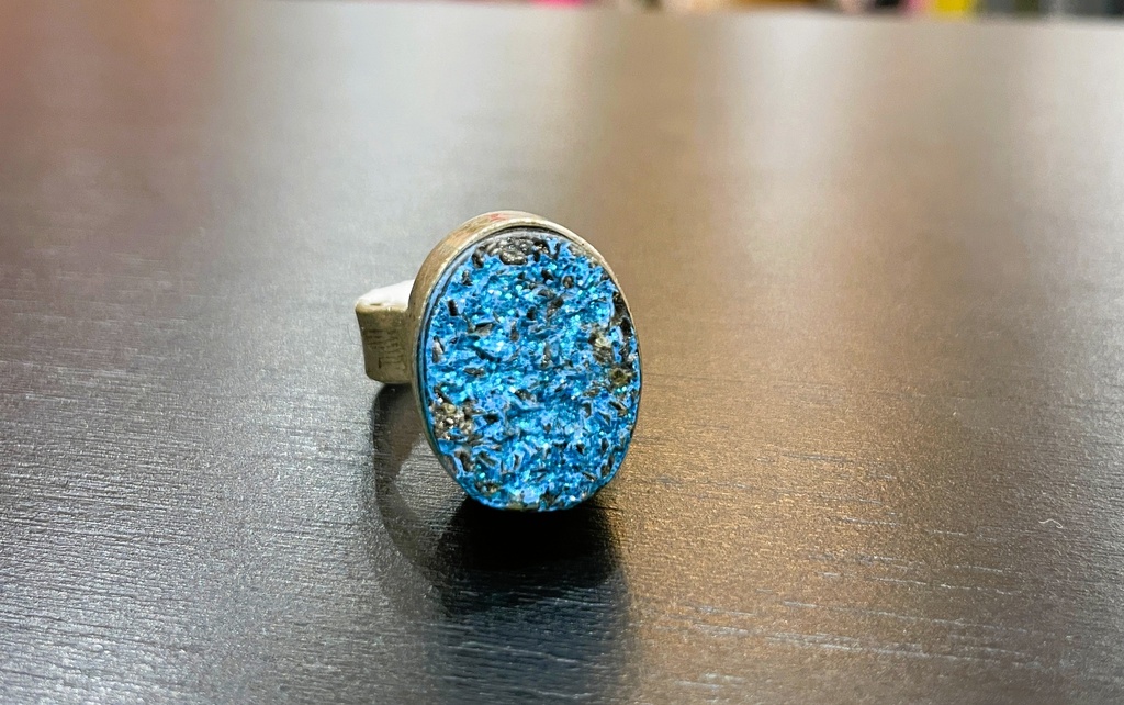 Raw Apatite Silver Oxidized Adjustable Ring