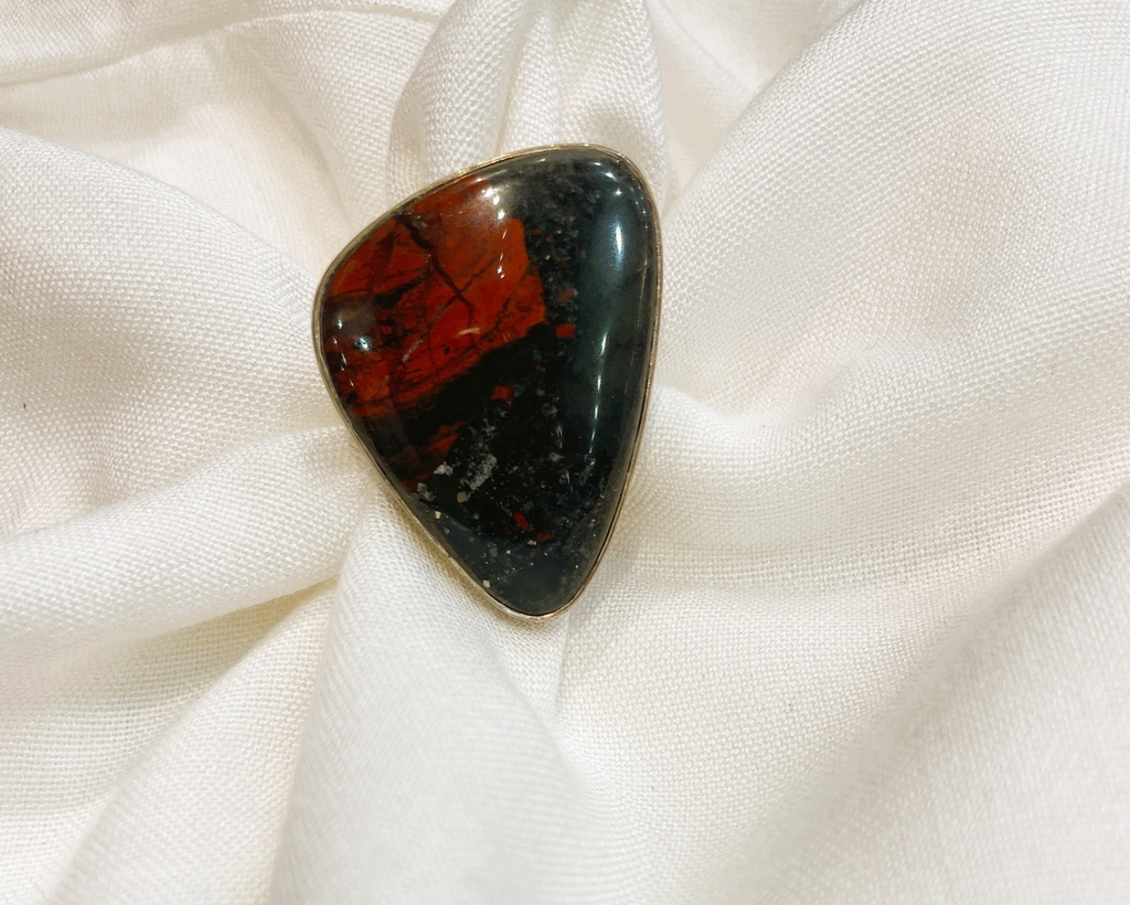 Heliotrope Stone Silver Polish Ring