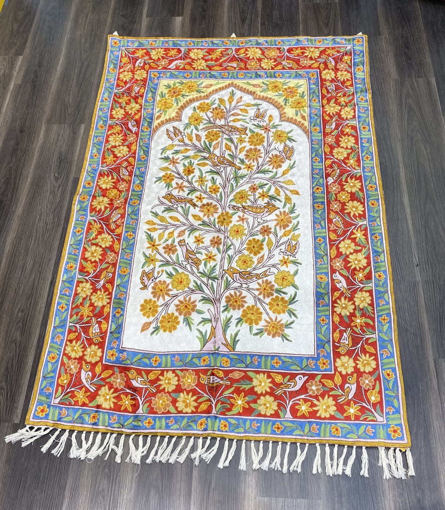 Kashmiri Tapestry Tree of Life-red (3.8x5.8ft)
