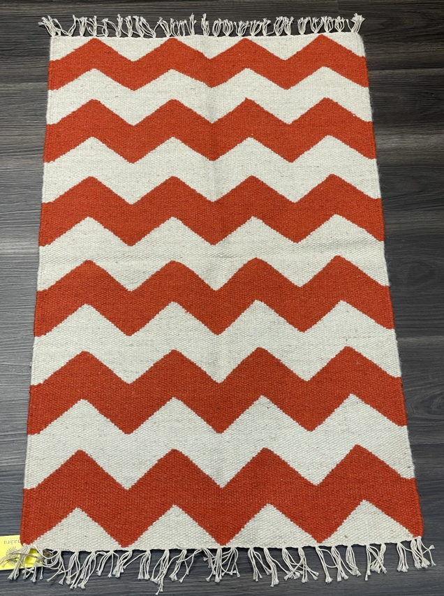 Doormat Handwoven Dhurrie-(61x97cm)Orange