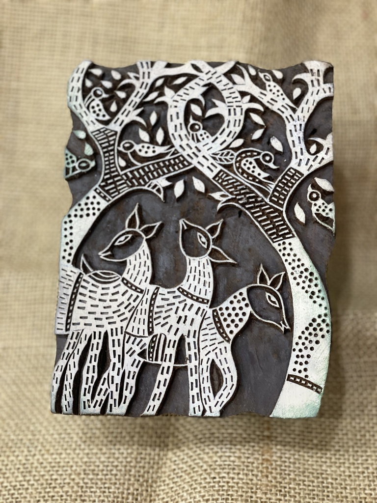 Block Print Stamp-Madhubani Tree of Life & Deer