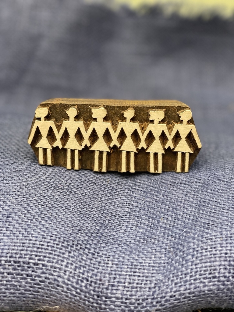 Block Print Stamp-Girls Clasping Hands
