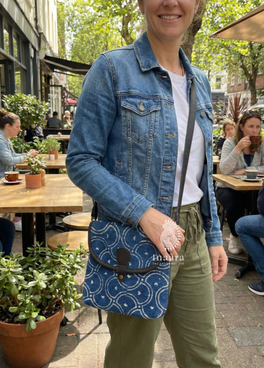 Indigo Block Print Sling Bag