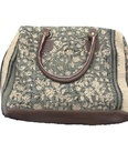 Sanganeri Print Dhurrie Bag-Leather Base