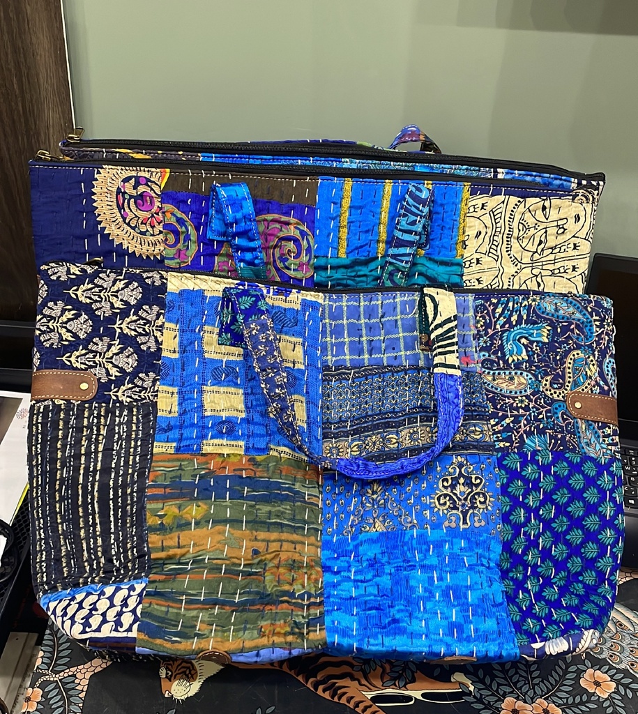 Silk Kartha Tote Bag-Blue