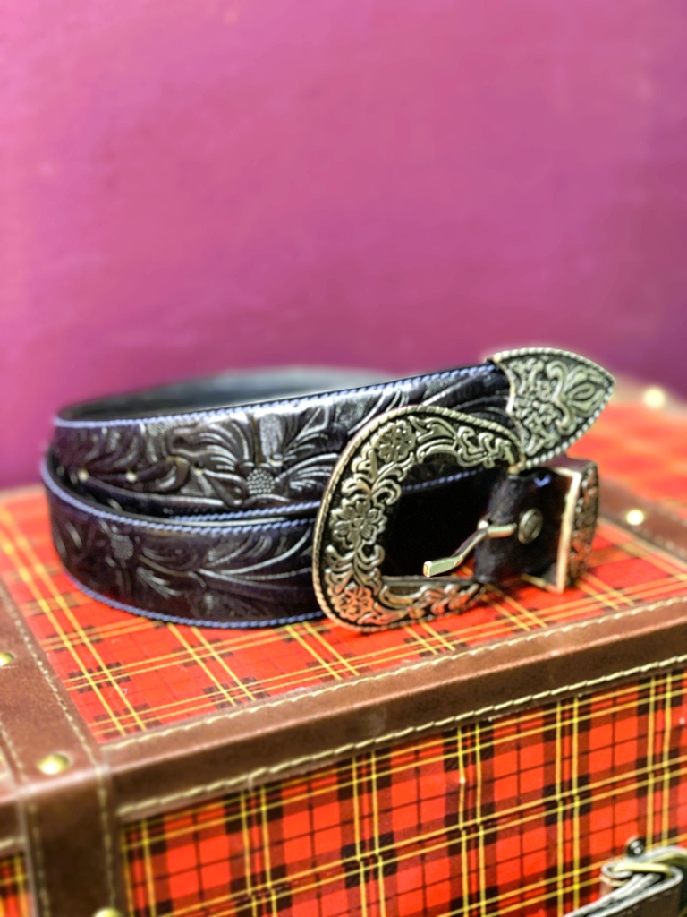 Hand Tooled Pure Leather Belt-Dark Blue (copy)