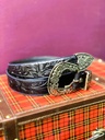 Hand Tooled Pure Leather Belt-Dark Blue