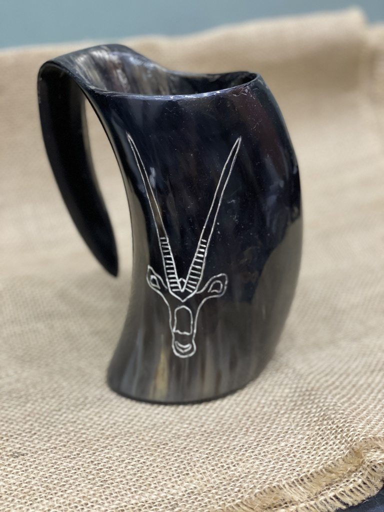 Natural Horn Mug - Oryx Portrait