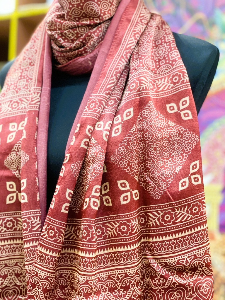 Satin Stole/Scarf- Maroon Red