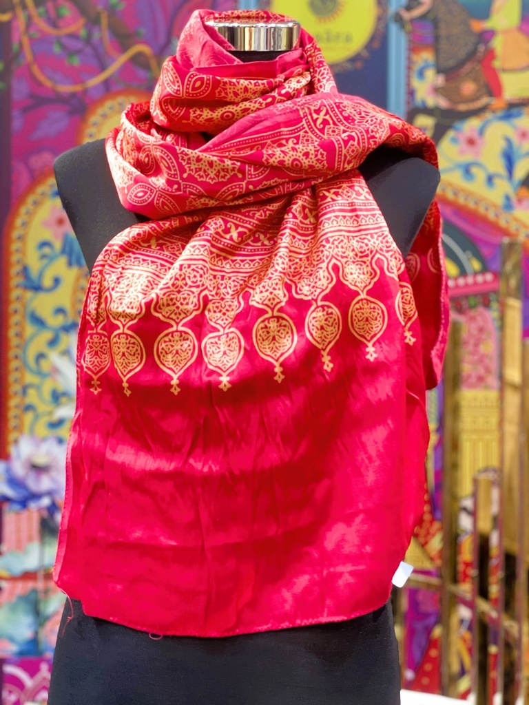 Satin Stole/Scarf- Dark Pink