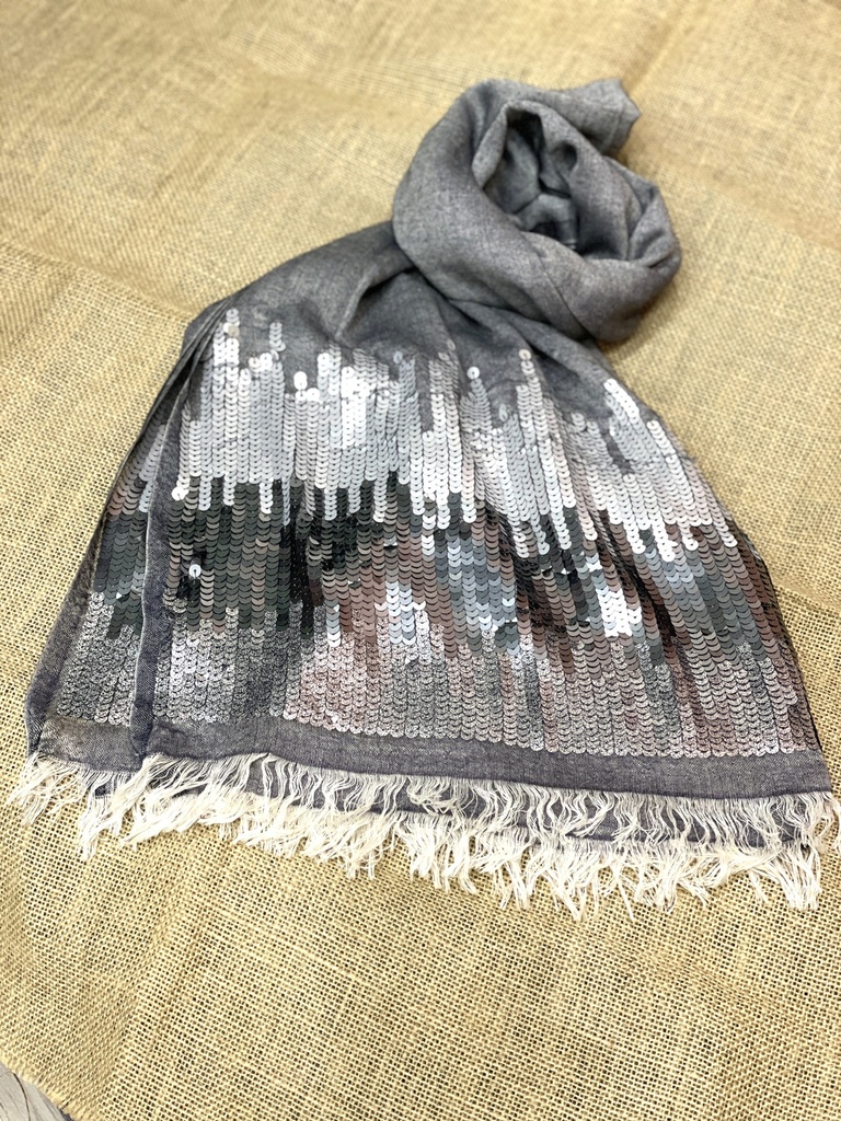 Sequined Stole-Gray