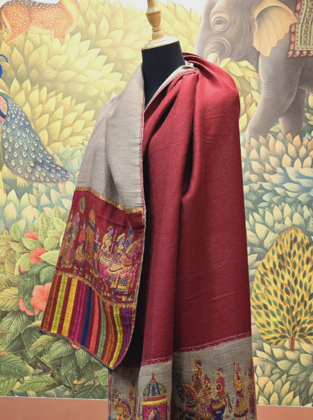 Faded Orange Printed Kashmiri Shawl (copy)