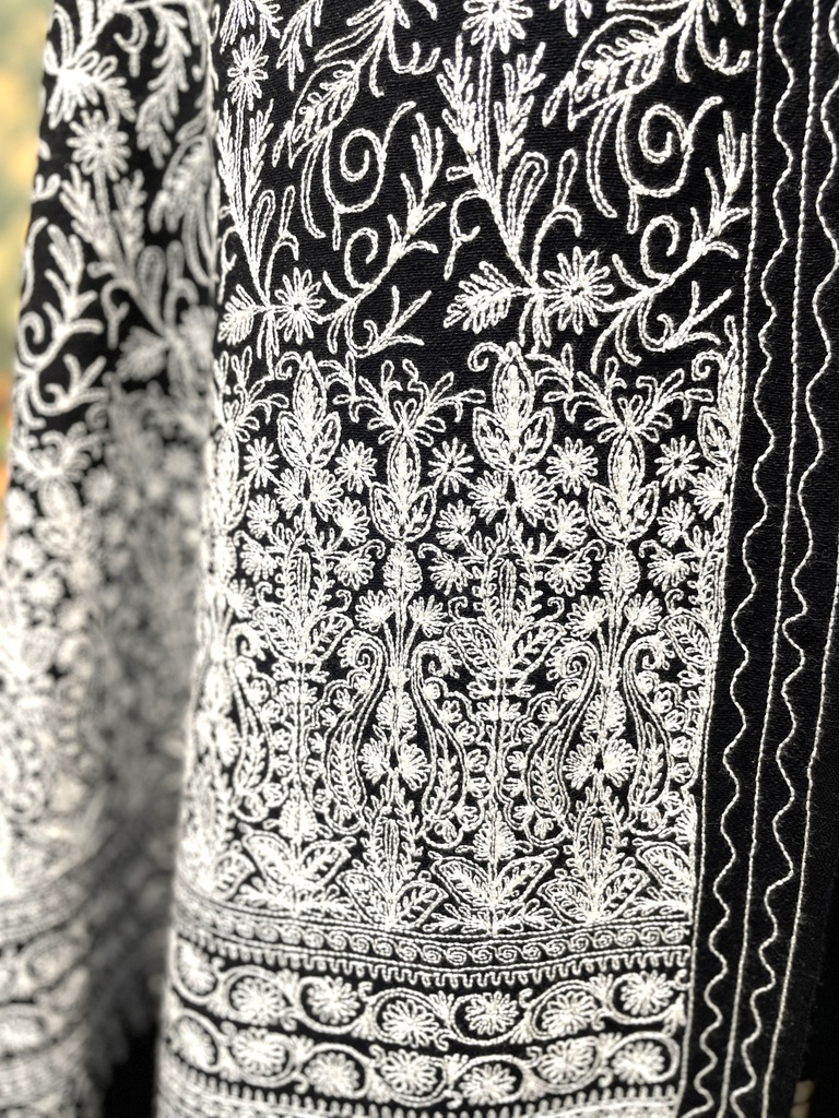 Full Floral Emb.Kashmiri Shawl-Black