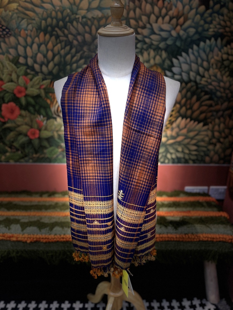 Plaid Handwoven Fine Wool Bhujodi Stole