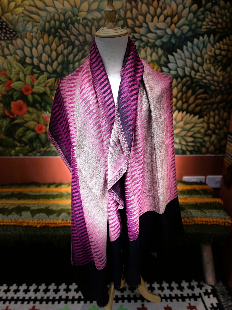 Reversible Mixed Color Kashmiri Shawl-Pink