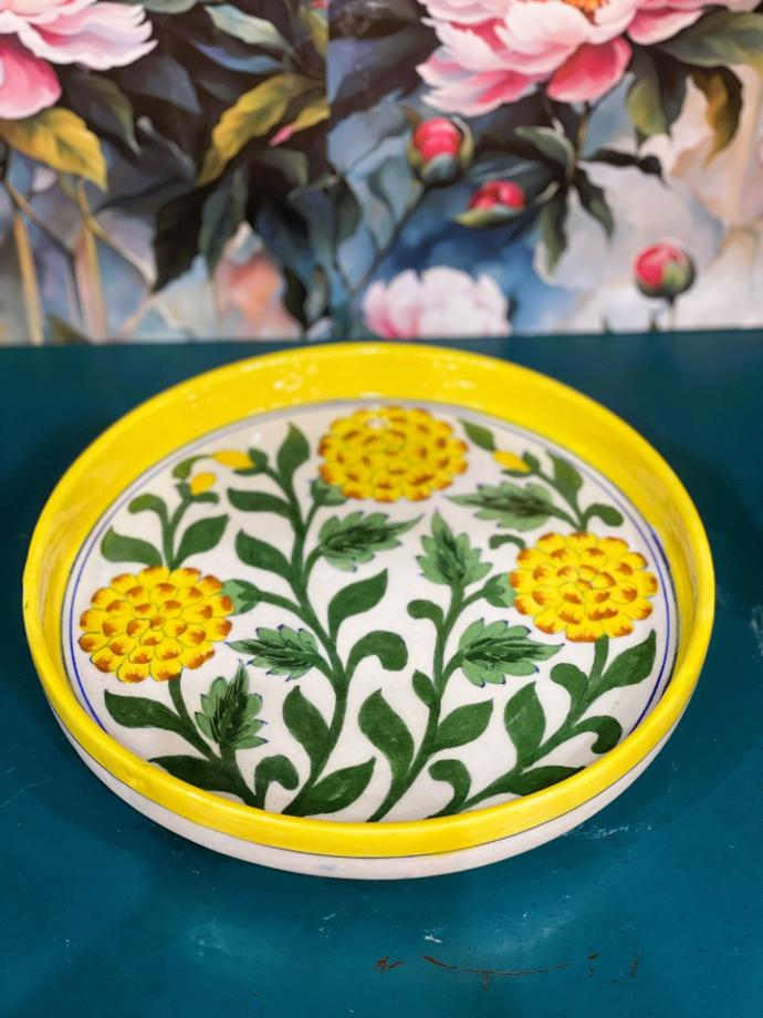 Hand Painted Plates Wall Decor-Green/M
