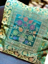 غطاء وسادة زهري - أخضر