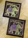 SilkBrocde Elephant DsignCoaster-BLK/5