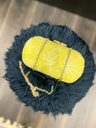 Handstitched Fabric Clutch-Yellow