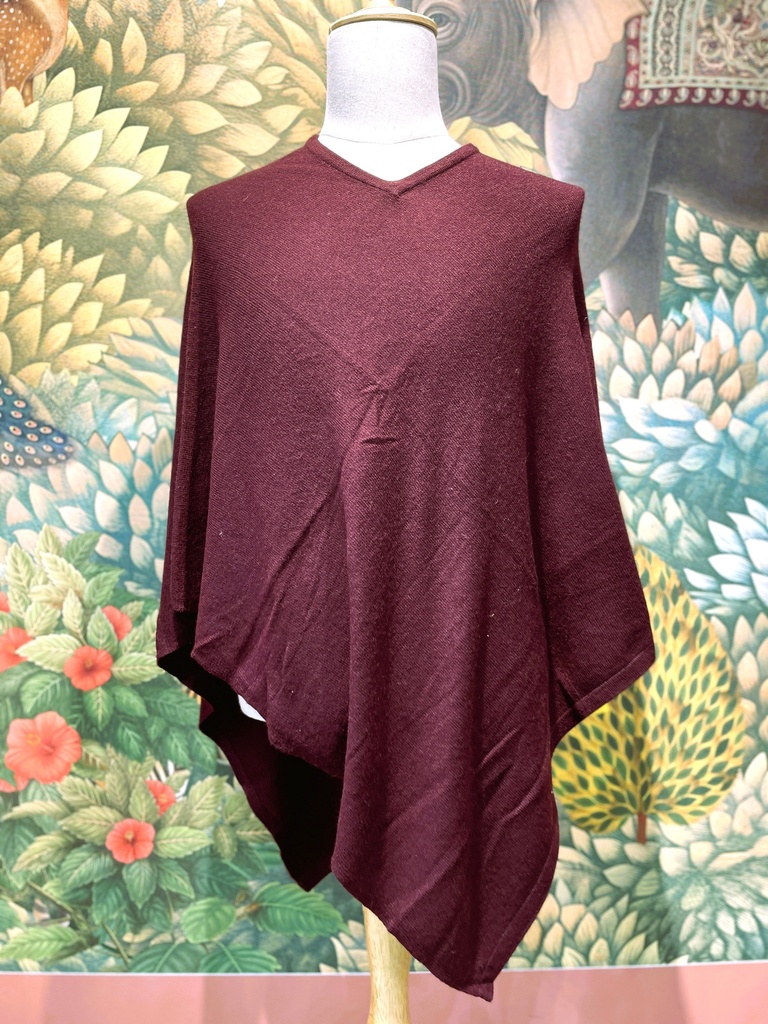 Free Size Poncho-Maroon