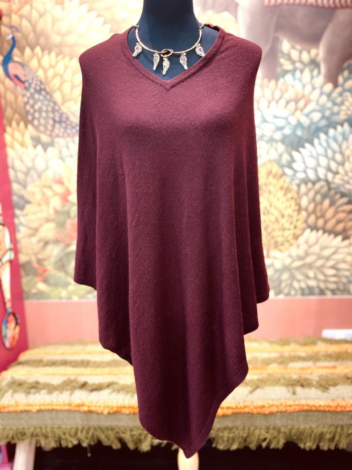Free Size Poncho-Maroon