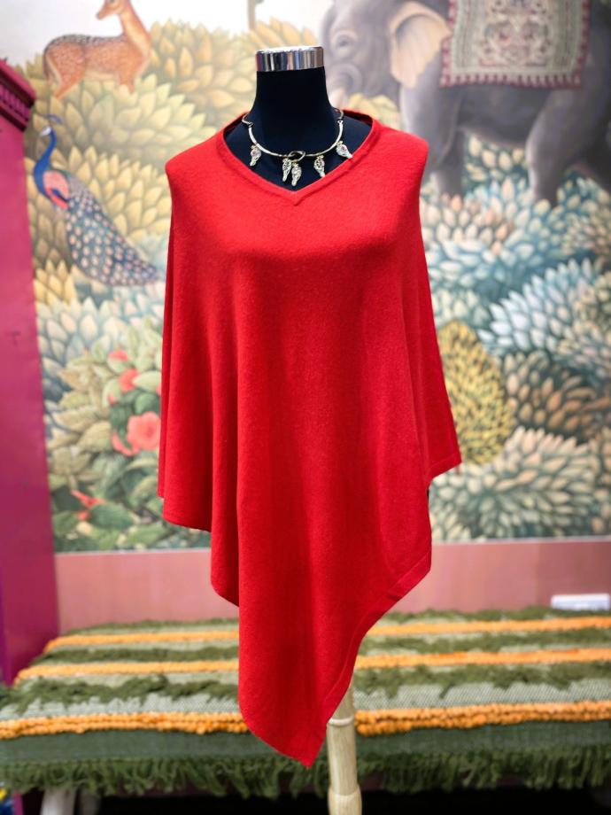 Free Size Poncho-Red