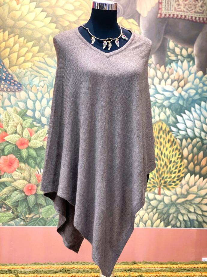Free Size Poncho-Light Brown