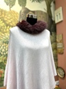 Cashmere Poncho w/Fur Trim Collar-L.PNK