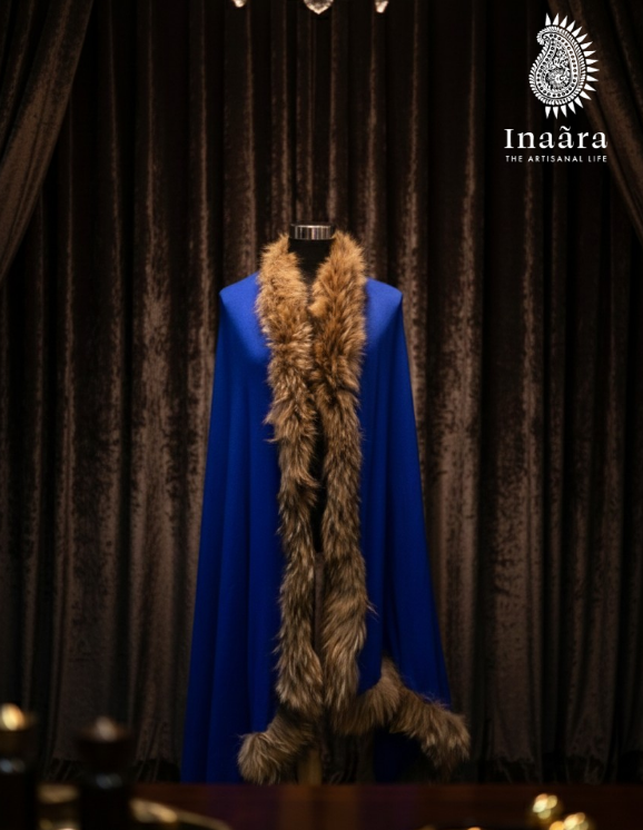 Natural Fur Capes-Blue