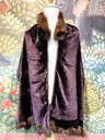 Natural Fur Capes Velvet w/Studs-Maroon