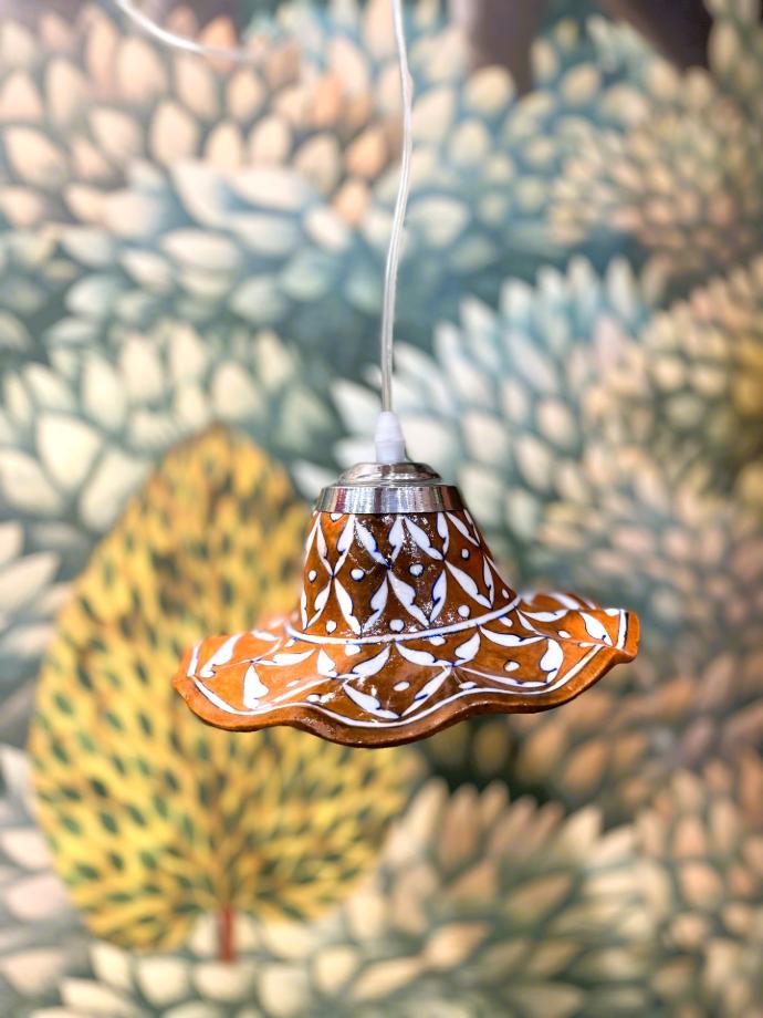 Hand Painted Ceramic Hanging Lamp Shade-Orange