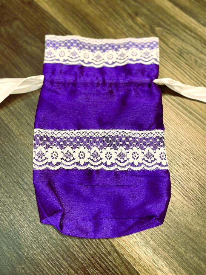 Potli Gift Pouch with Lace-Purple (19cmx32cm)
