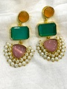 Carnelian,Green&Rose Quarts Earrings