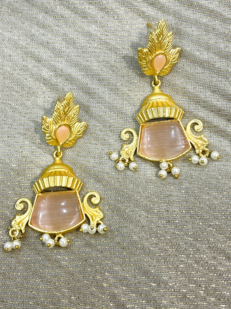 Peach Quartz Stone Earrings