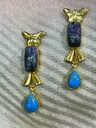 Gold Tone Amethyst&Turquoise Earrings