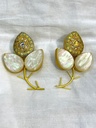 White Quartz Stone Leaf Shaped Earrings