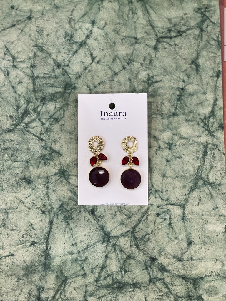 Black Onyx, Amethyst, Ruby Stone Earrings
