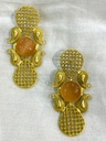 Peach with Paisley Design Athena Earrings