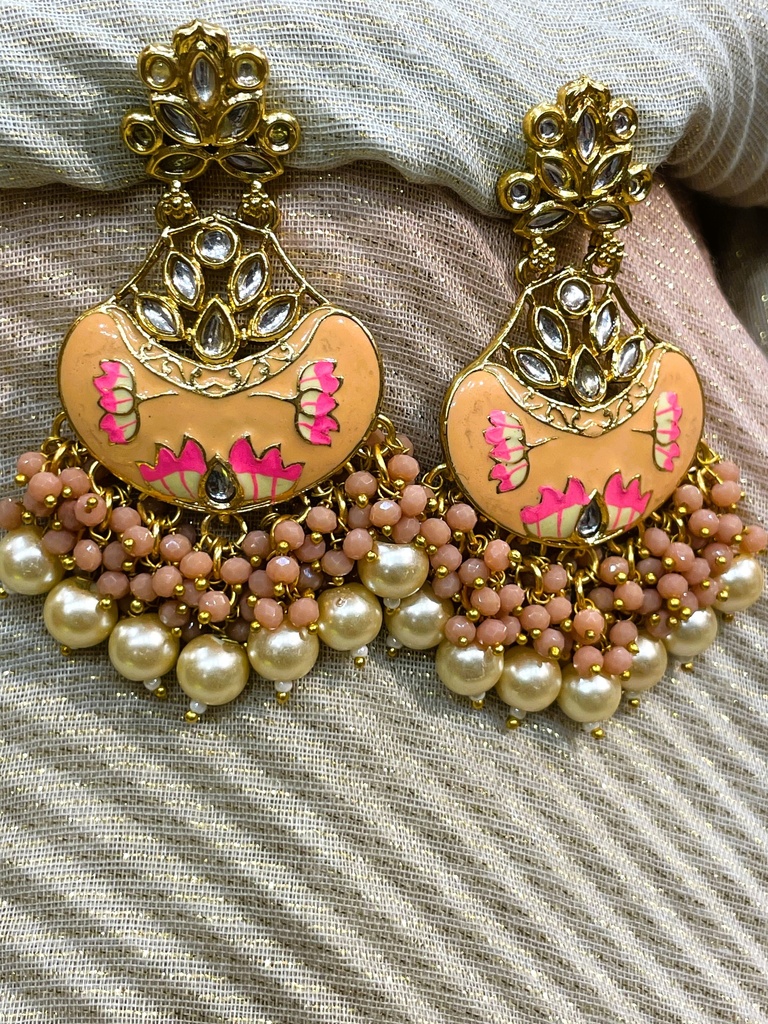 Peach Beads Fancy Earrings